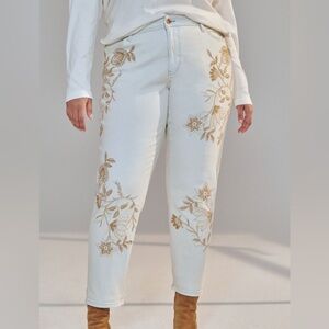 Pilcro by Anthropologie The Slim Boyfriend High Rise Embroidered Stretch Jeans